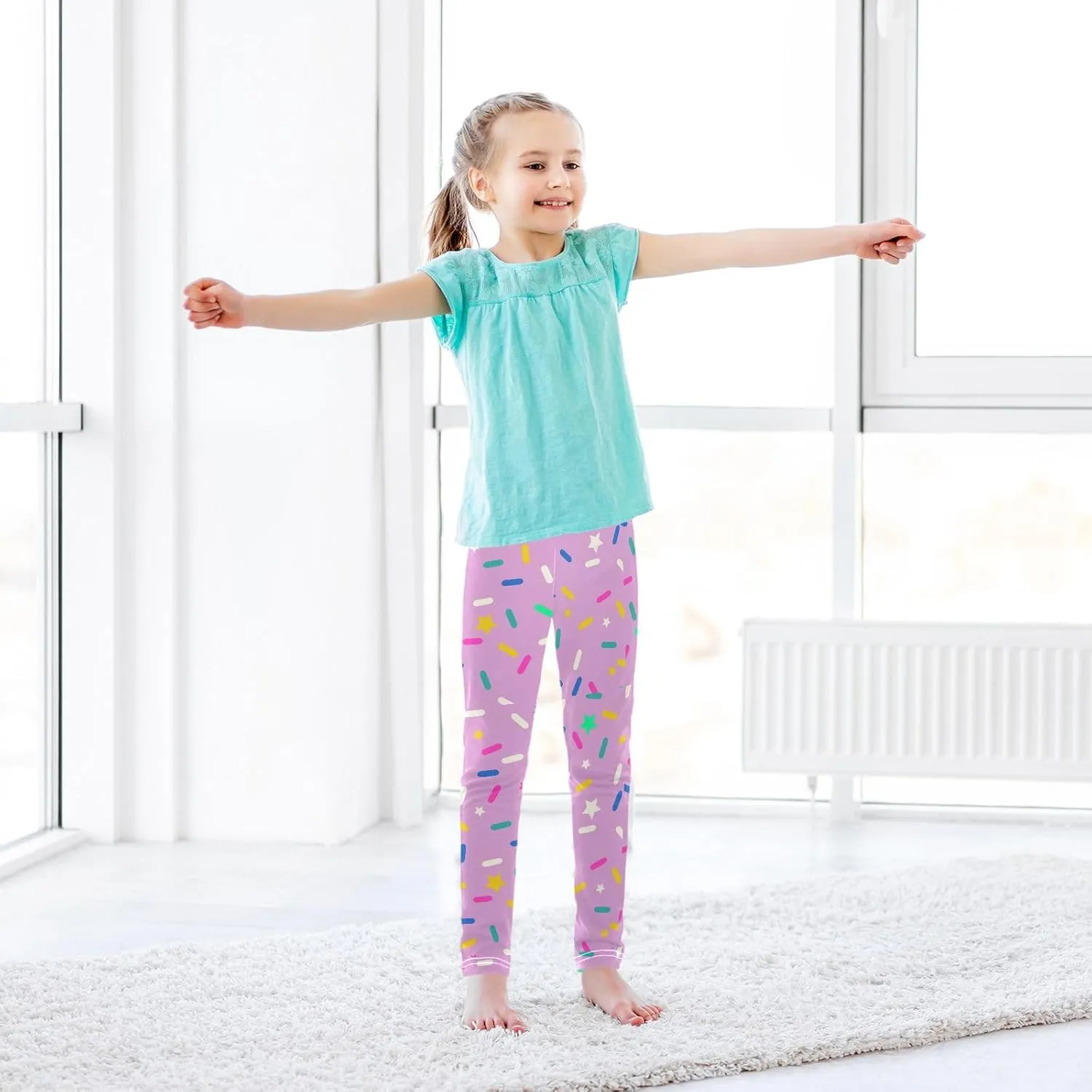 Aslsiy Girls Leggings Toddler Stretch Tights Pants Full Length Dance Yoga Pants Sleep Pants