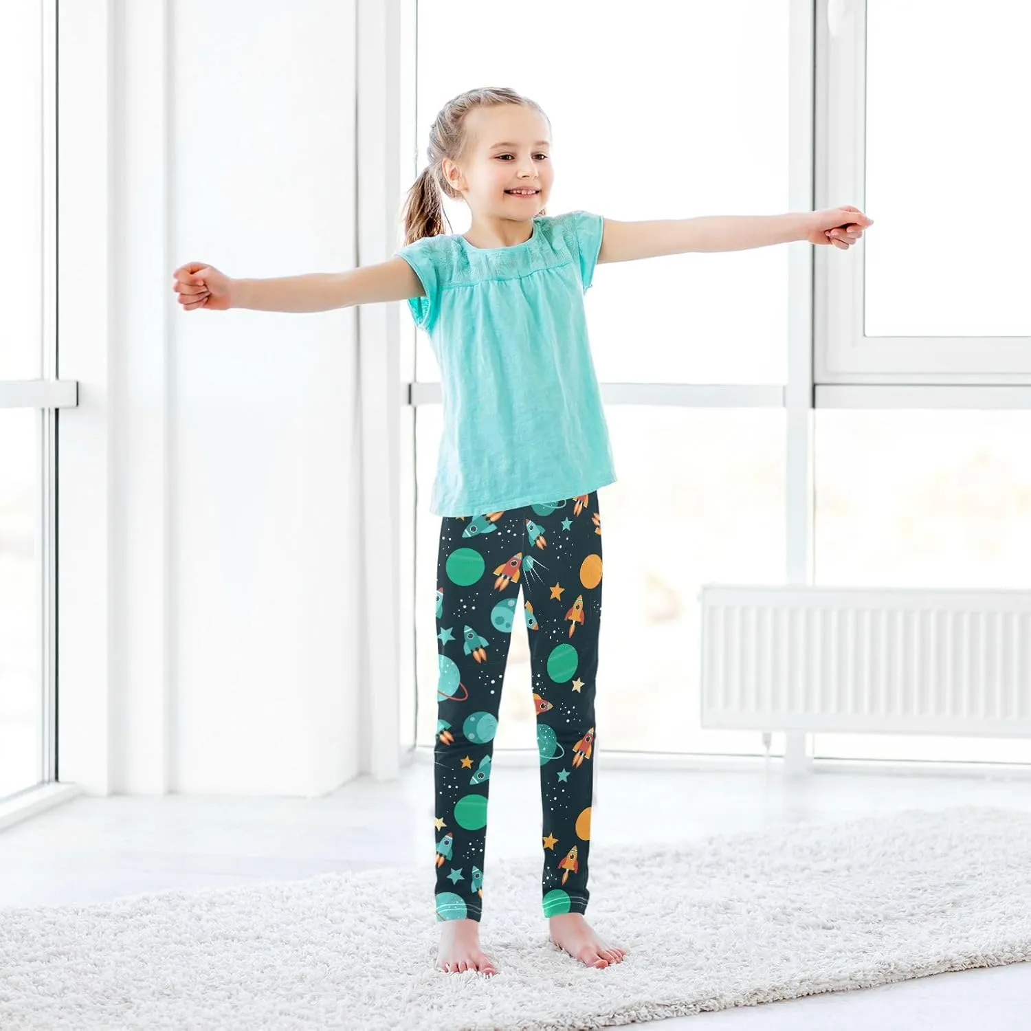 Aslsiy Girls Leggings Toddler Stretch Tights Pants Full Length Dance Yoga Pants Sleep Pants