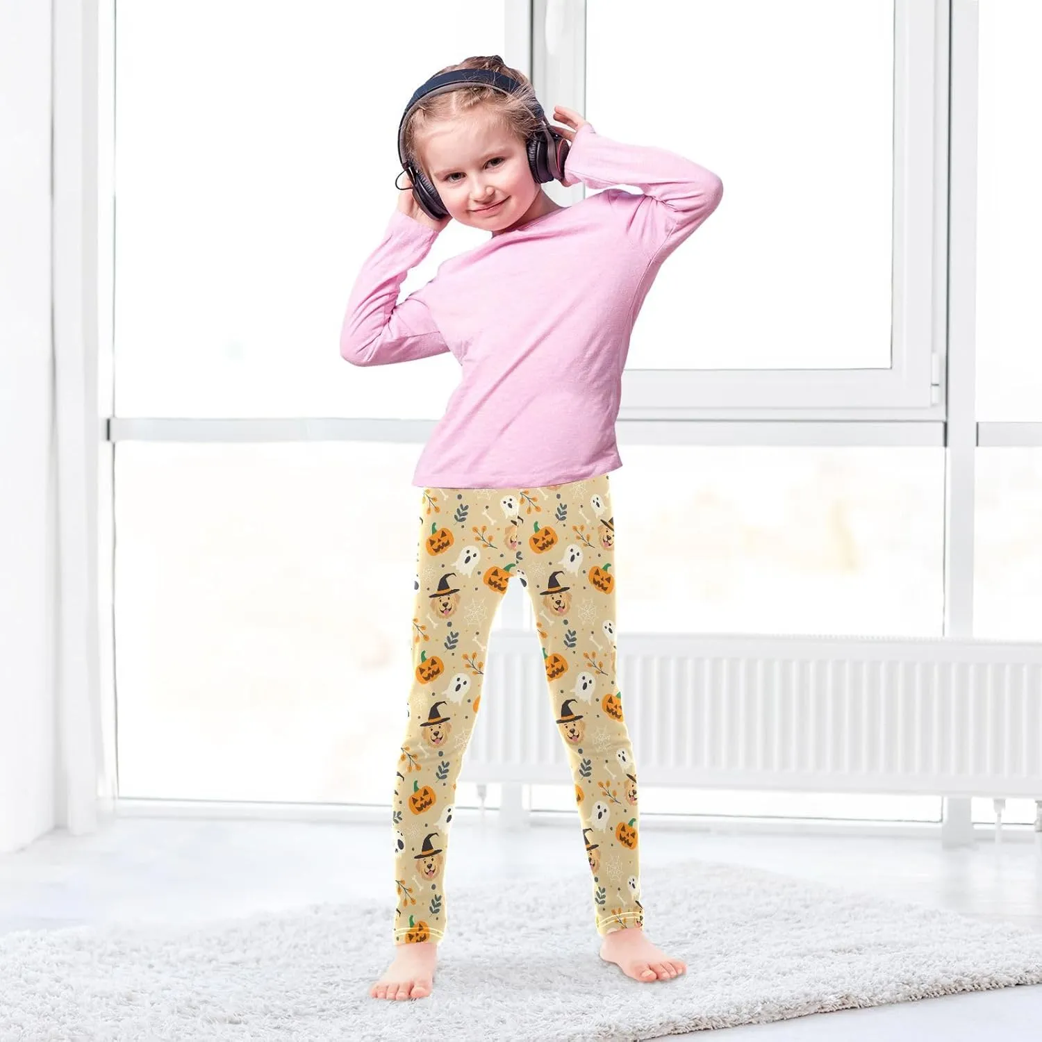 Aslsiy Girls Leggings Toddler Stretch Tights Pants Full Length Dance Yoga Pants Sleep Pants