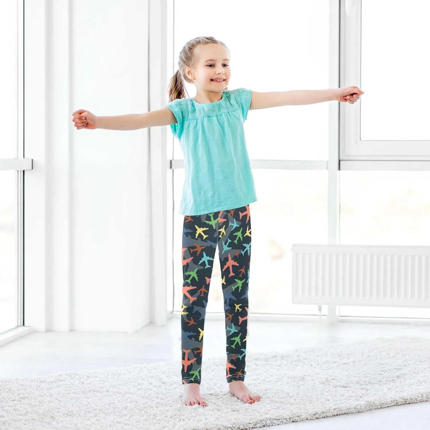 Aslsiy Girls Leggings Toddler Stretch Tights Pants Full Length Dance Yoga Pants Sleep Pants