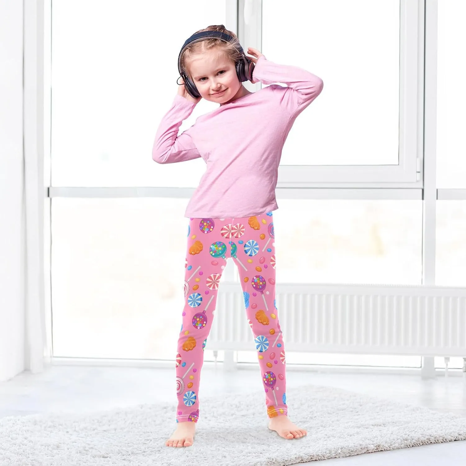 Aslsiy Girls Leggings Toddler Stretch Tights Pants Full Length Dance Yoga Pants Sleep Pants