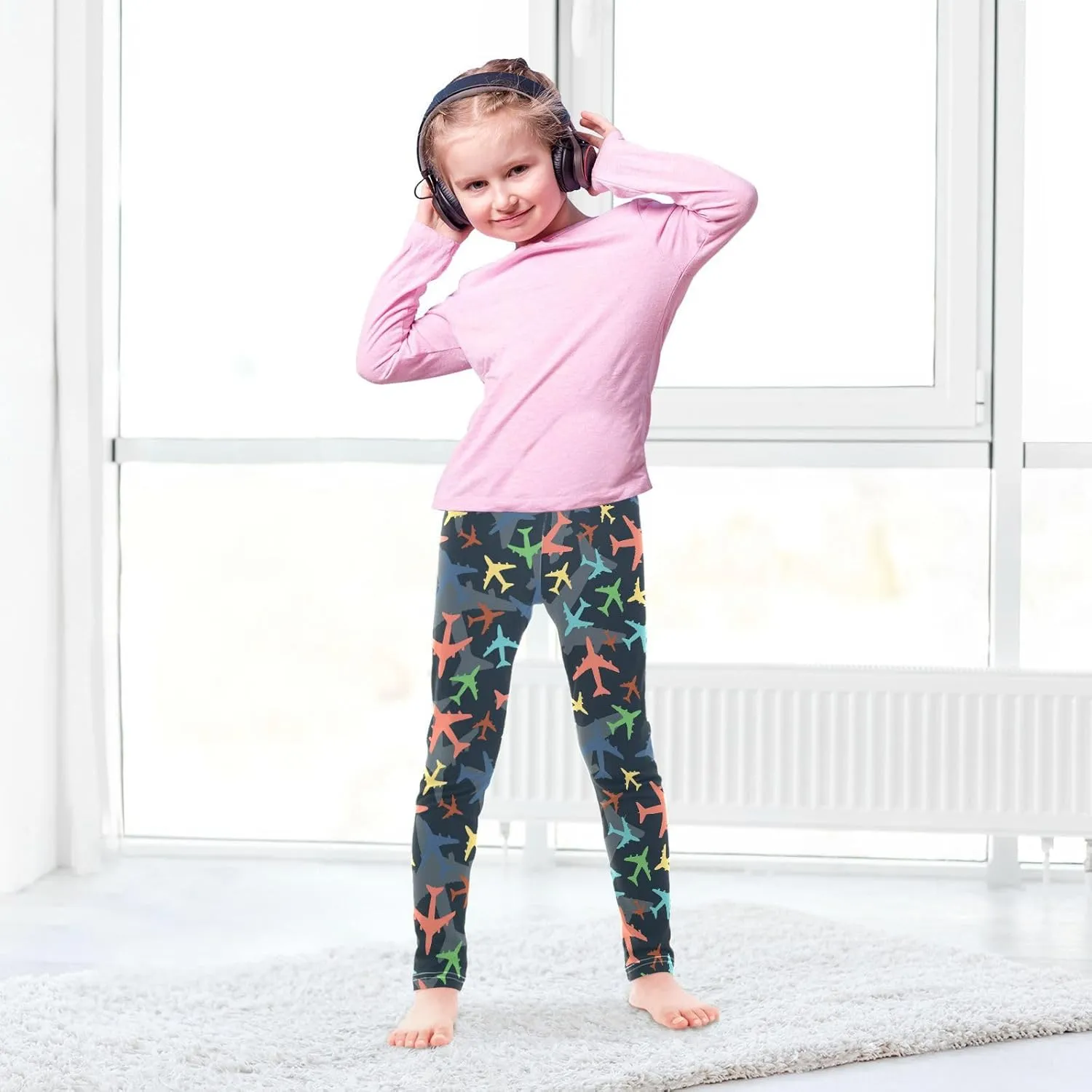 Aslsiy Girls Leggings Toddler Stretch Tights Pants Full Length Dance Yoga Pants Sleep Pants