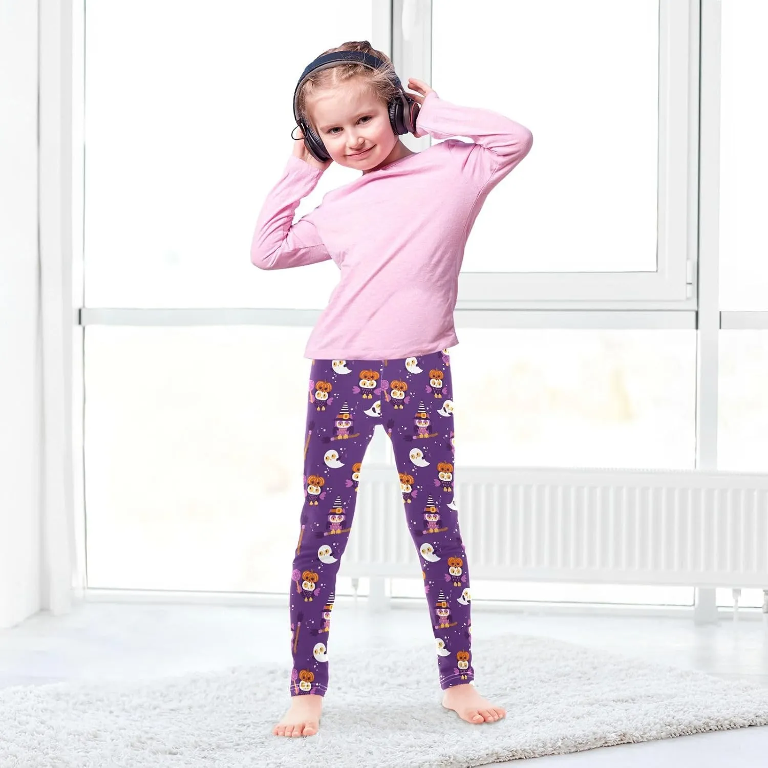 Aslsiy Girls Leggings Toddler Stretch Tights Pants Full Length Dance Yoga Pants Sleep Pants