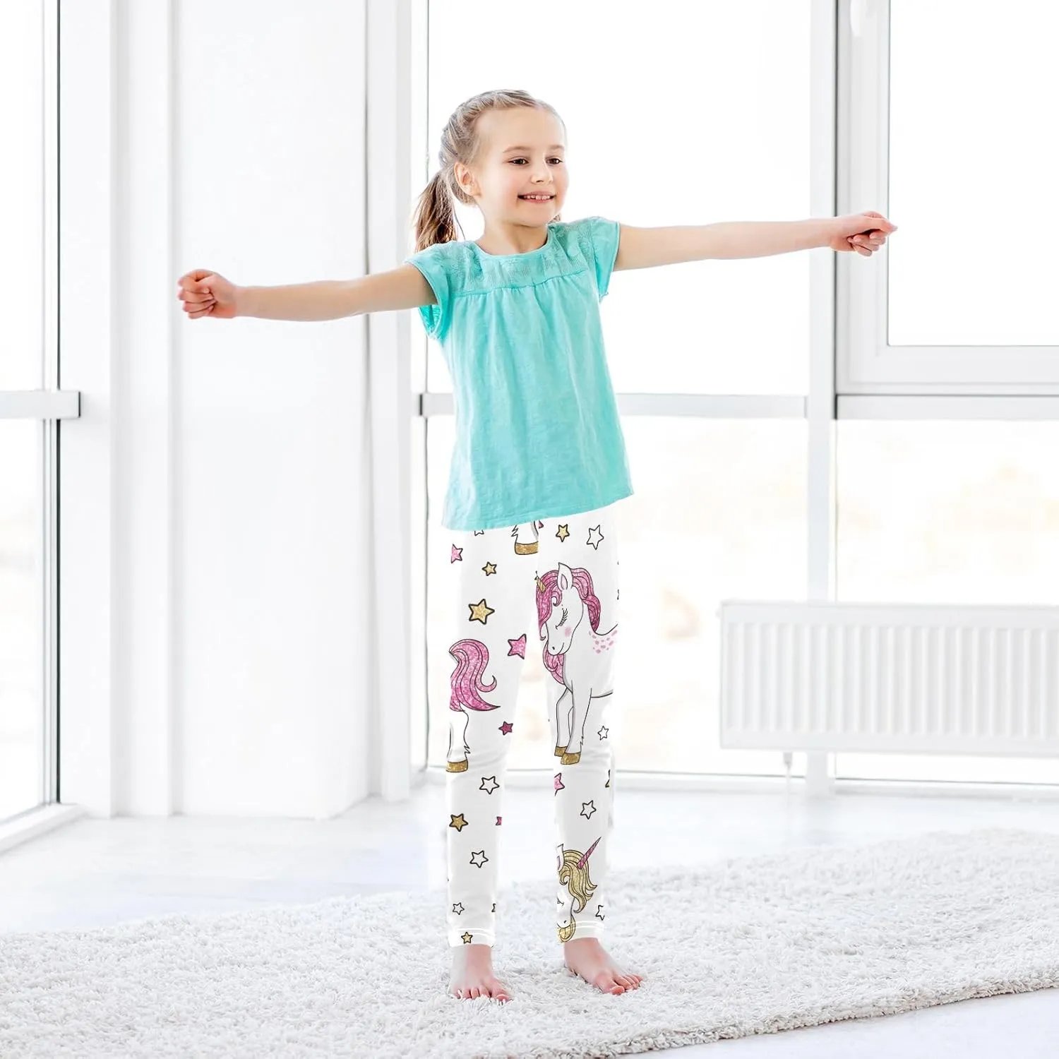 Aslsiy Girls Leggings Toddler Stretch Tights Pants Full Length Dance Yoga Pants Sleep Pants
