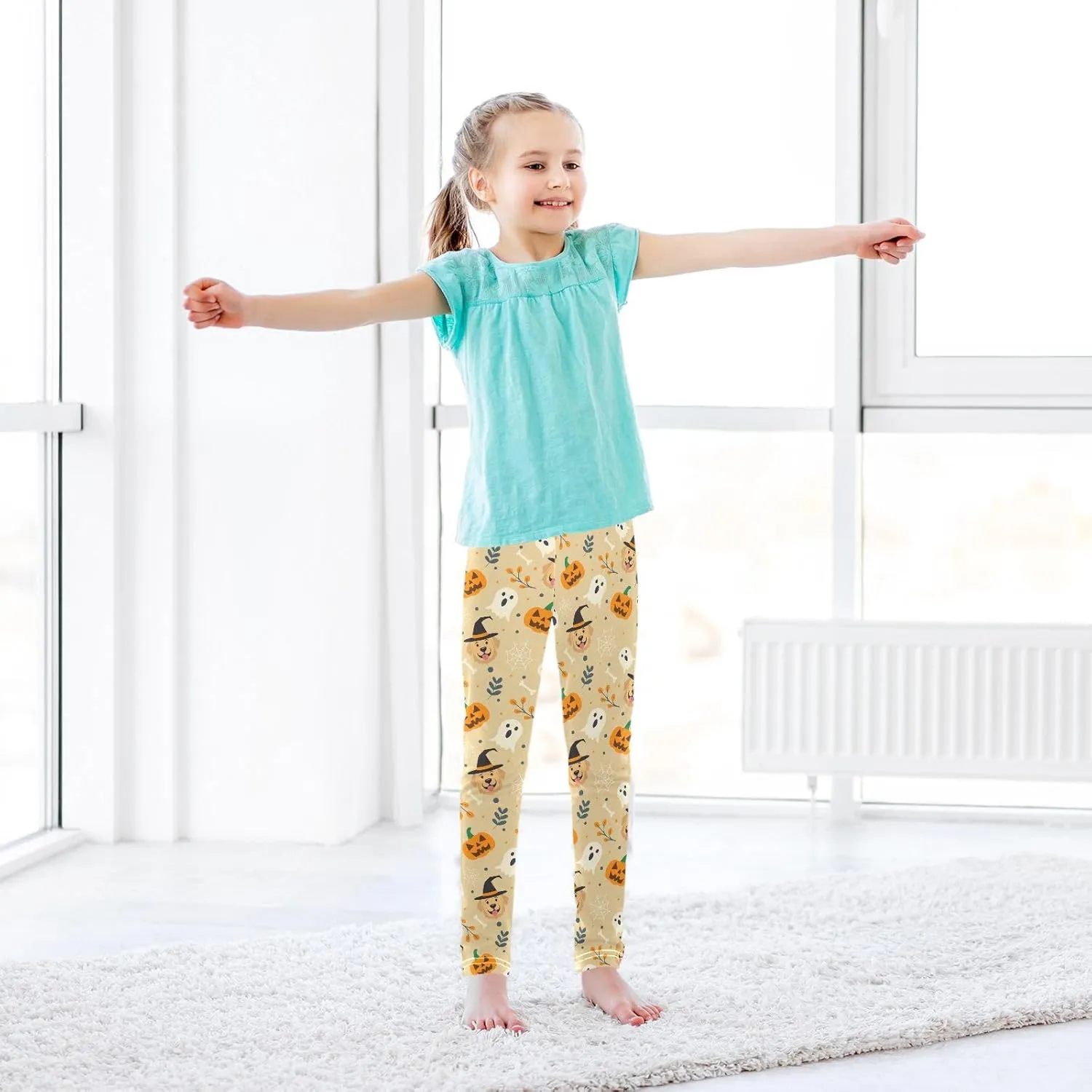 Aslsiy Girls Leggings Toddler Stretch Tights Pants Full Length Dance Yoga Pants Sleep Pants