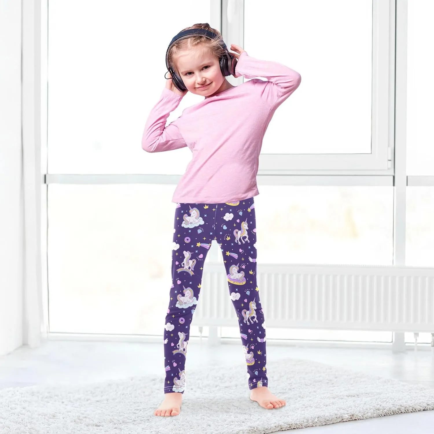 Aslsiy Girls Leggings Toddler Stretch Tights Pants Full Length Dance Yoga Pants Sleep Pants