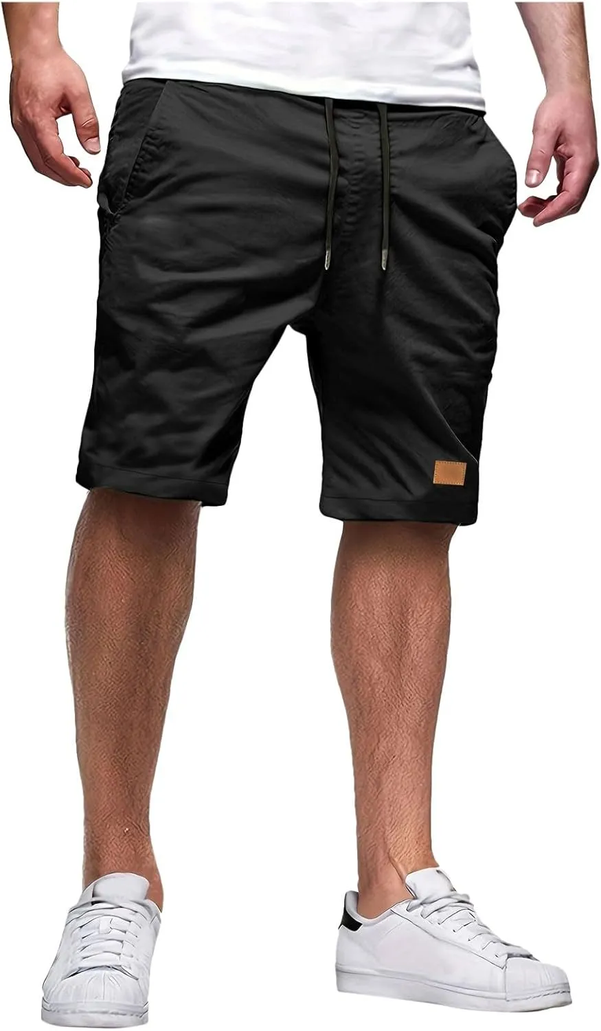 Athletic Shorts for Men Elastic Waist Stretch Casual Summer Shorts Plus Size Baggy Classic Lightweight Chino Beach Pants