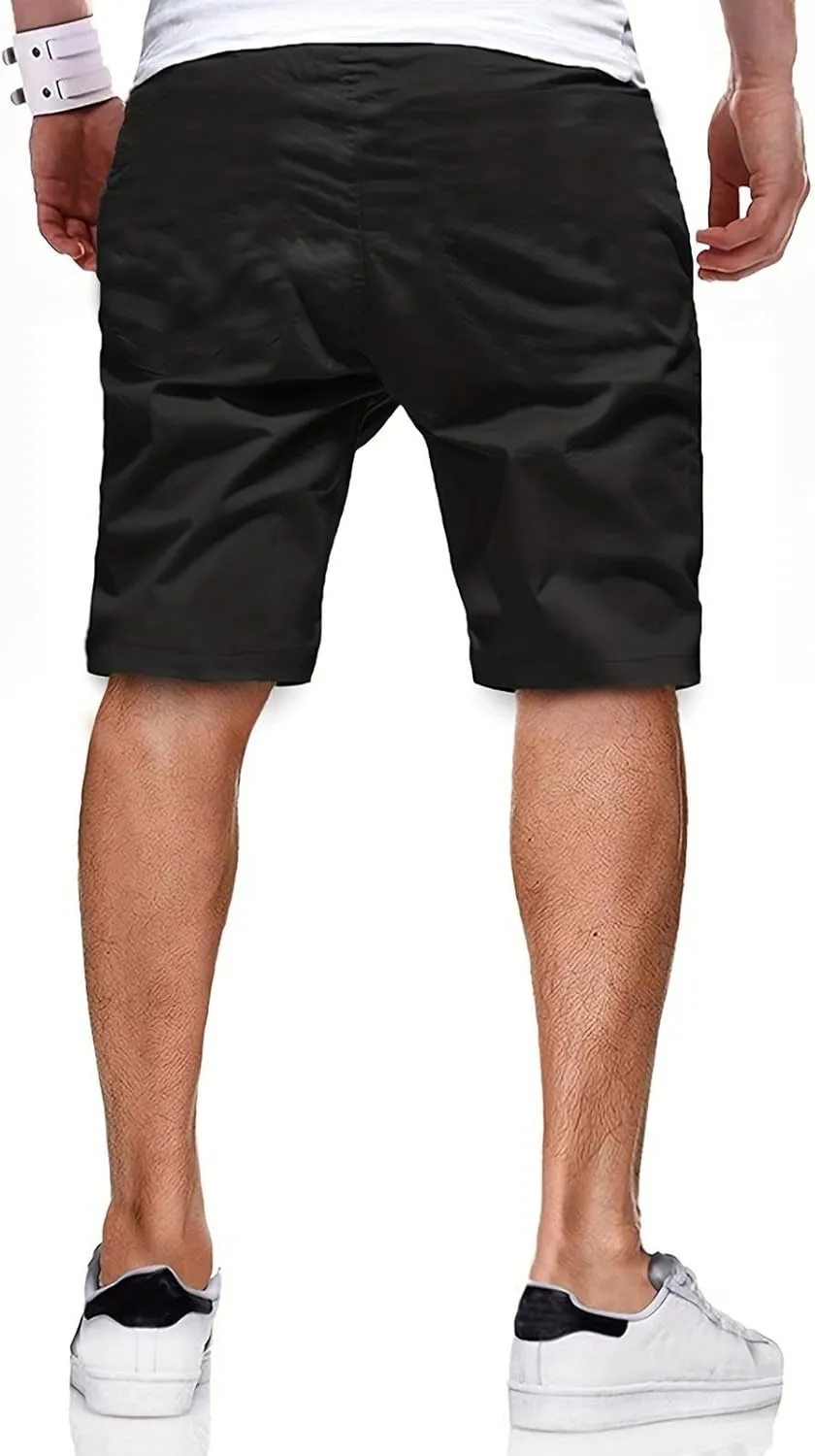 Athletic Shorts for Men Elastic Waist Stretch Casual Summer Shorts Plus Size Baggy Classic Lightweight Chino Beach Pants