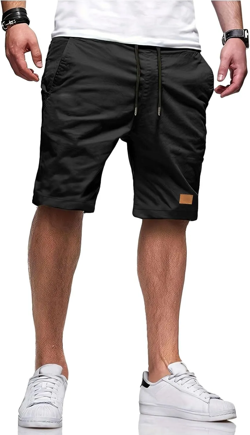 Athletic Shorts for Men Elastic Waist Stretch Casual Summer Shorts Plus Size Baggy Classic Lightweight Chino Beach Pants