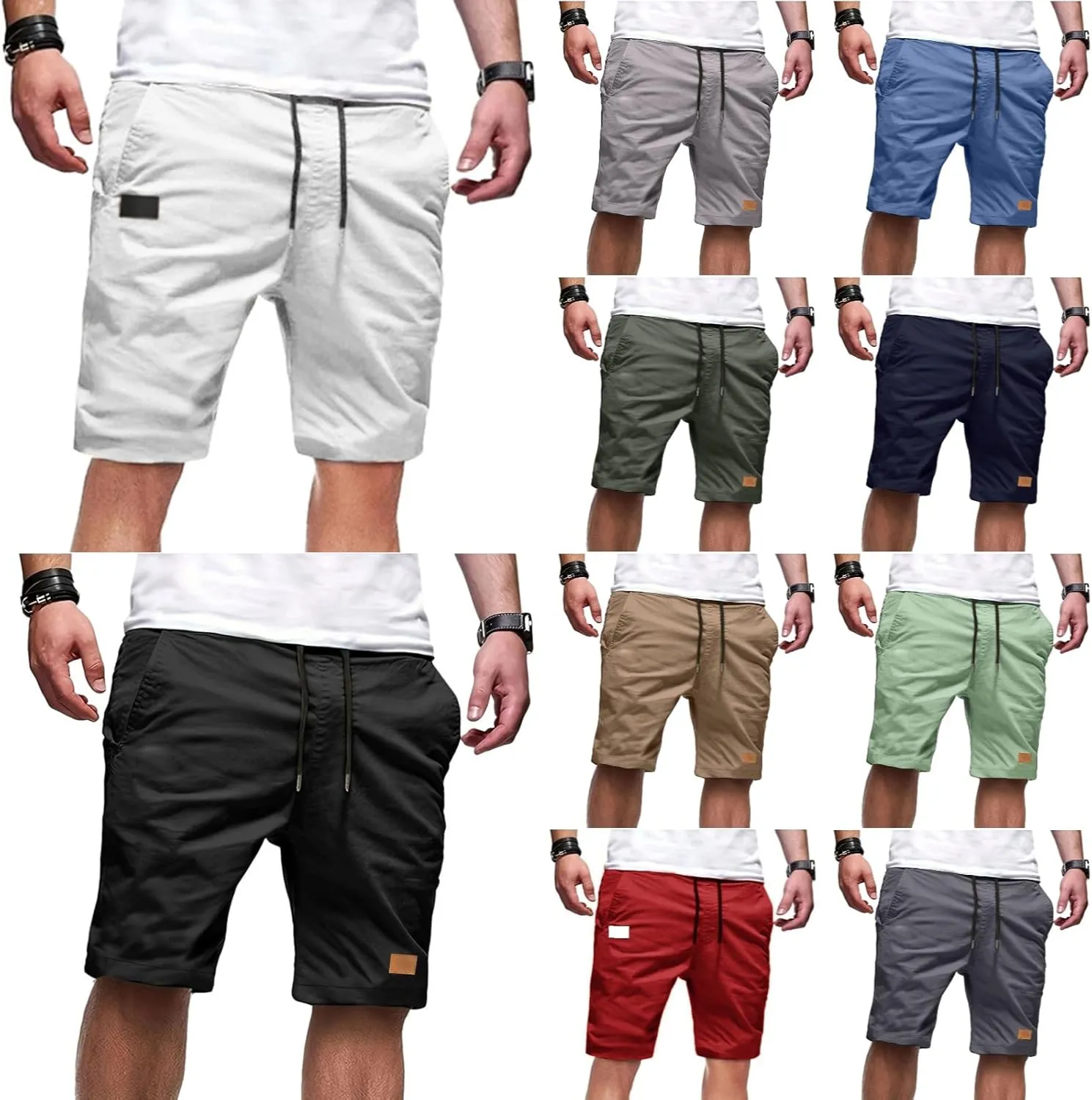 Athletic Shorts for Men Elastic Waist Stretch Casual Summer Shorts Plus Size Baggy Classic Lightweight Chino Beach Pants