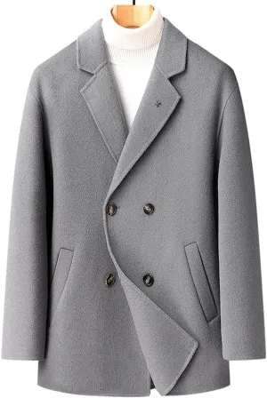 Autumn and Winter Youth Short Double-breasted Wool Coat Men Double-sided Wool Coat Trench Coat Coat