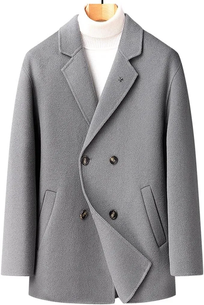 Autumn and Winter Youth Short Double-breasted Wool Coat Men Double-sided Wool Coat Trench Coat Coat