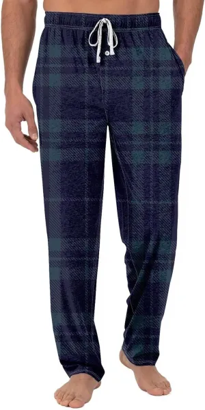 Big and Tall Lounge Pants for Men Soft Cotton Plaid Pajama Pants Loose Elastic Waist Lounging Trousers with Pockets