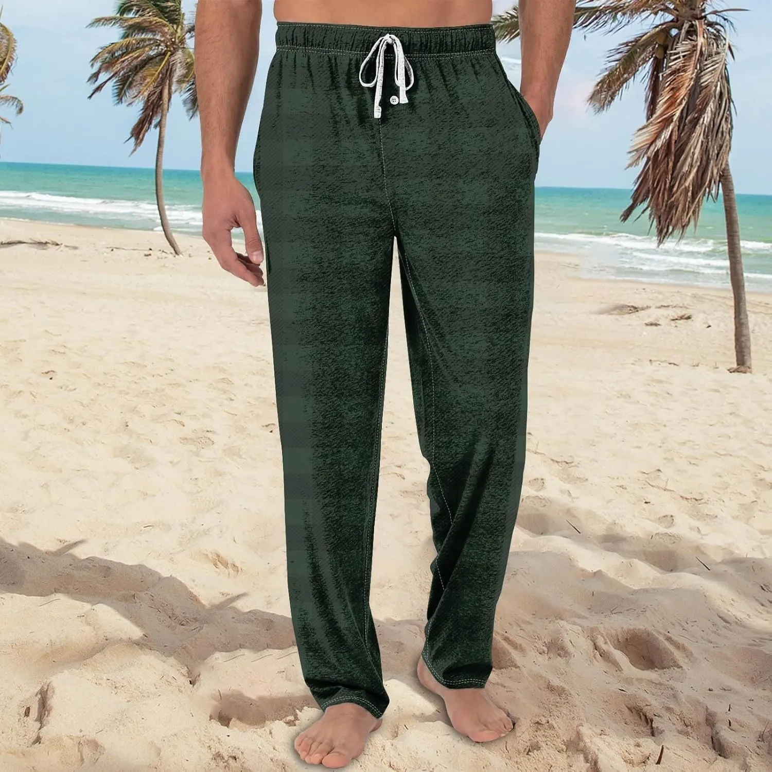 Big and Tall Lounge Pants for Men Soft Cotton Plaid Pajama Pants Loose Elastic Waist Lounging Trousers with Pockets