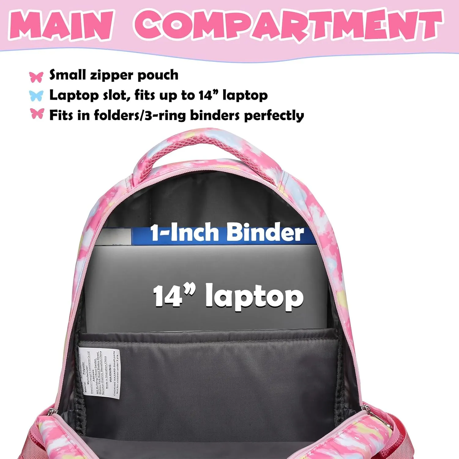 BLUEFAIRY Kids Backpack for Girls School Bookbags for Kindergarten Elementary School Bags for Preschool Cute Book Bags Back to School Gifts 17" Mochila para Niñas de 4 5 6 7 Tie-dye Pink