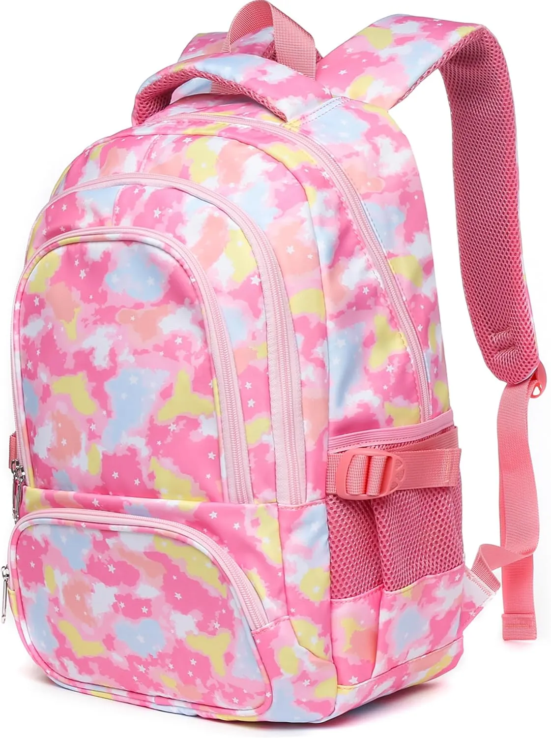 BLUEFAIRY Kids Backpack for Girls School Bookbags for Kindergarten Elementary School Bags for Preschool Cute Book Bags Back to School Gifts 17" Mochila para Niñas de 4 5 6 7 Tie-dye Pink