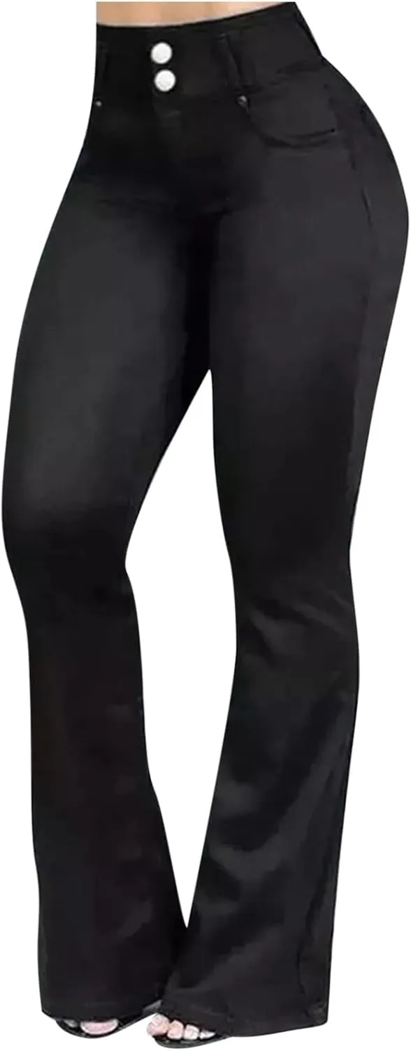 Bootcut Jeans for Women High Waisted Denim Flare Jean Pants Fashion Slim Fit Skinny Denim Pants with Pockets