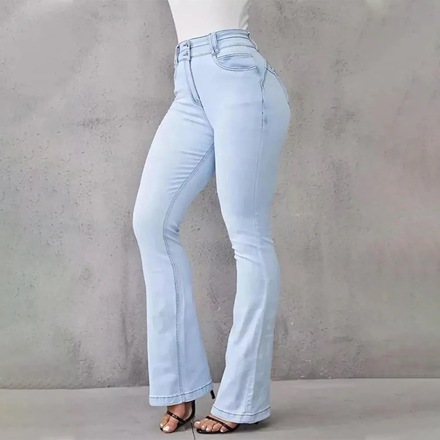 Bootcut Jeans for Women High Waisted Denim Flare Jean Pants Fashion Slim Fit Skinny Denim Pants with Pockets