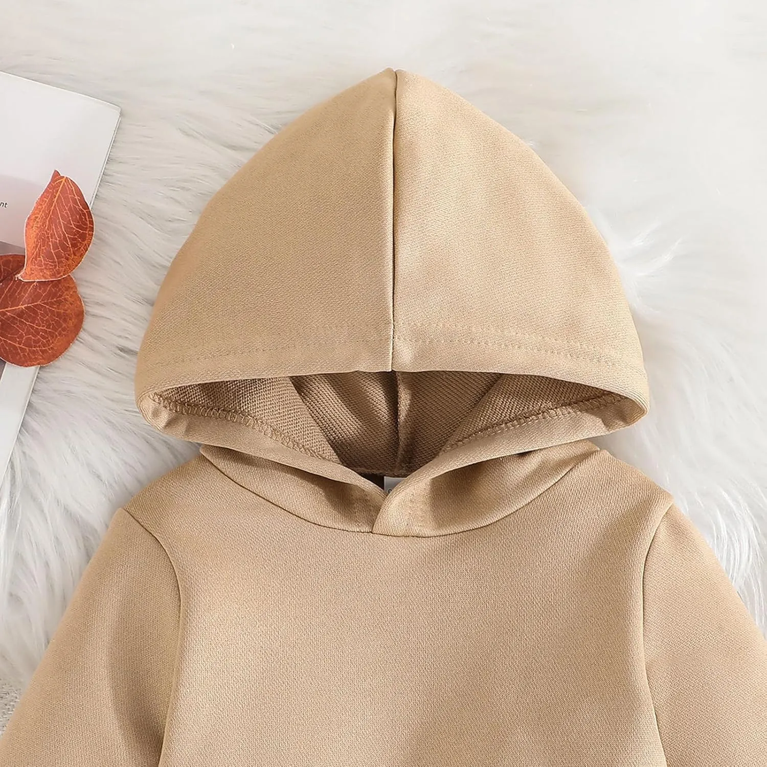 Boy's Solid Color Sets Long Sleeve Crewneck Pullover Hoodie and Jogger Sweatpants Set Classic Vacation Clothes