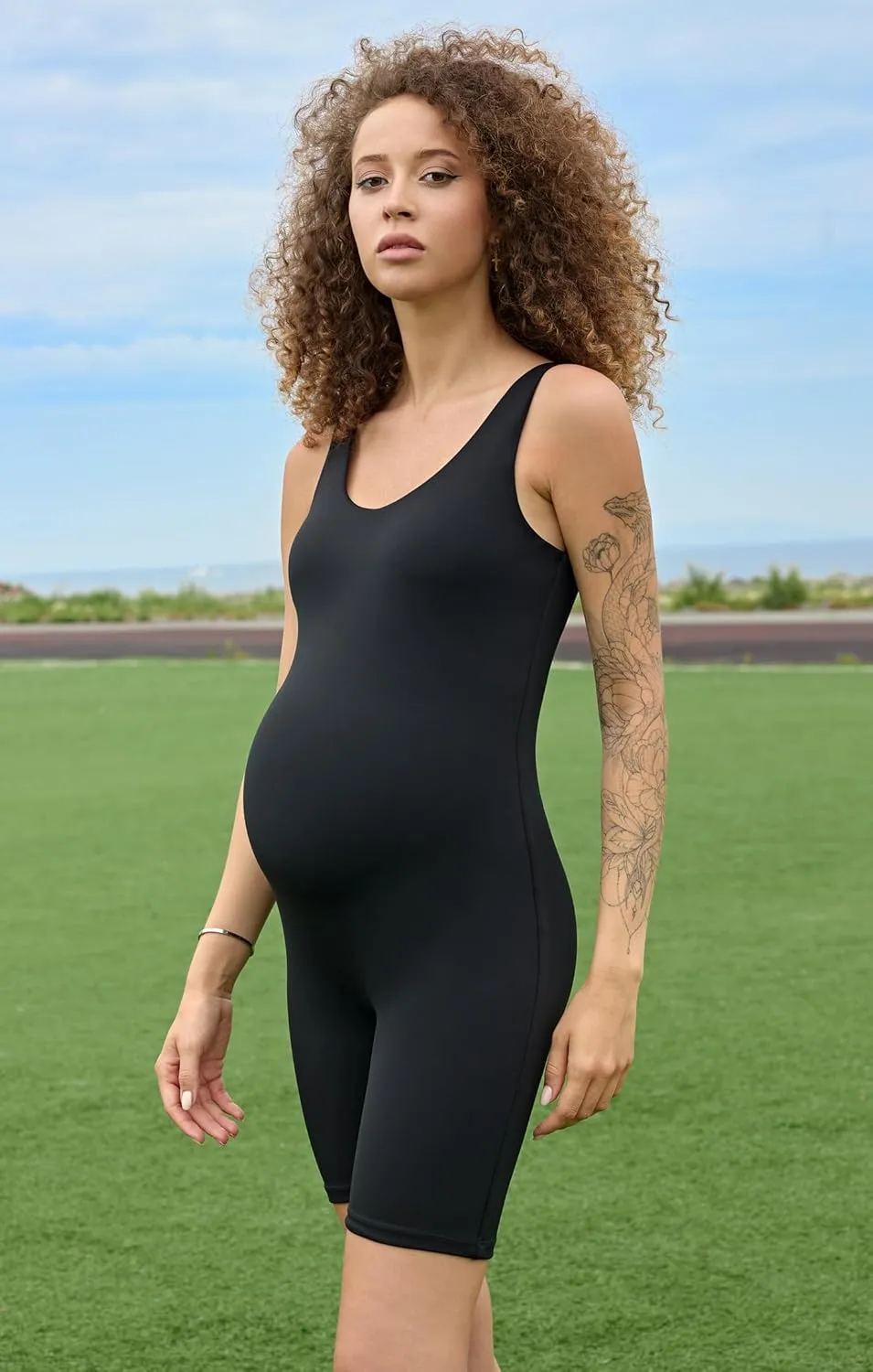 BRLIDO Women's Maternity Bodysuit Pregnancy Shapewear Romper Jumpsuit Sleeveless Tank Top Shorts