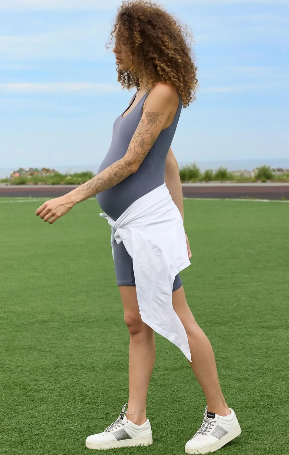 BRLIDO Women's Maternity Bodysuit Pregnancy Shapewear Romper Jumpsuit Sleeveless Tank Top Shorts