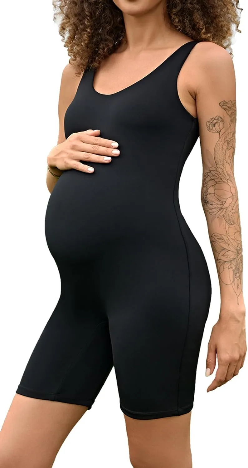 BRLIDO Women's Maternity Bodysuit Pregnancy Shapewear Romper Jumpsuit Sleeveless Tank Top Shorts