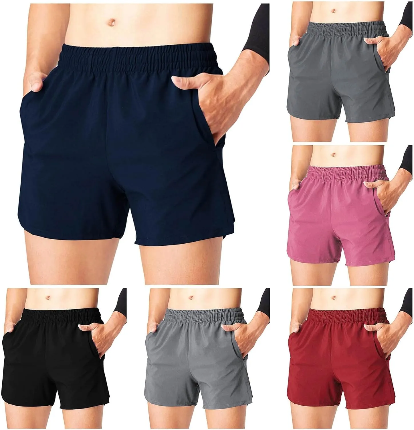 Cambkatl Men's Athletic Running Shorts Lightweight Casual Elastic Waist Quick Dry Workout Gym Shorts with Pockets