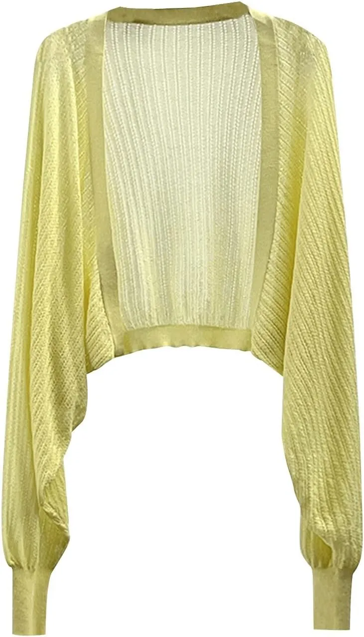 Cardigan for Women Open Front Sun Knit Thin Ice Silk Coat Shawl,Long Sleeve Lightweight Cardigan Bolero Shrug