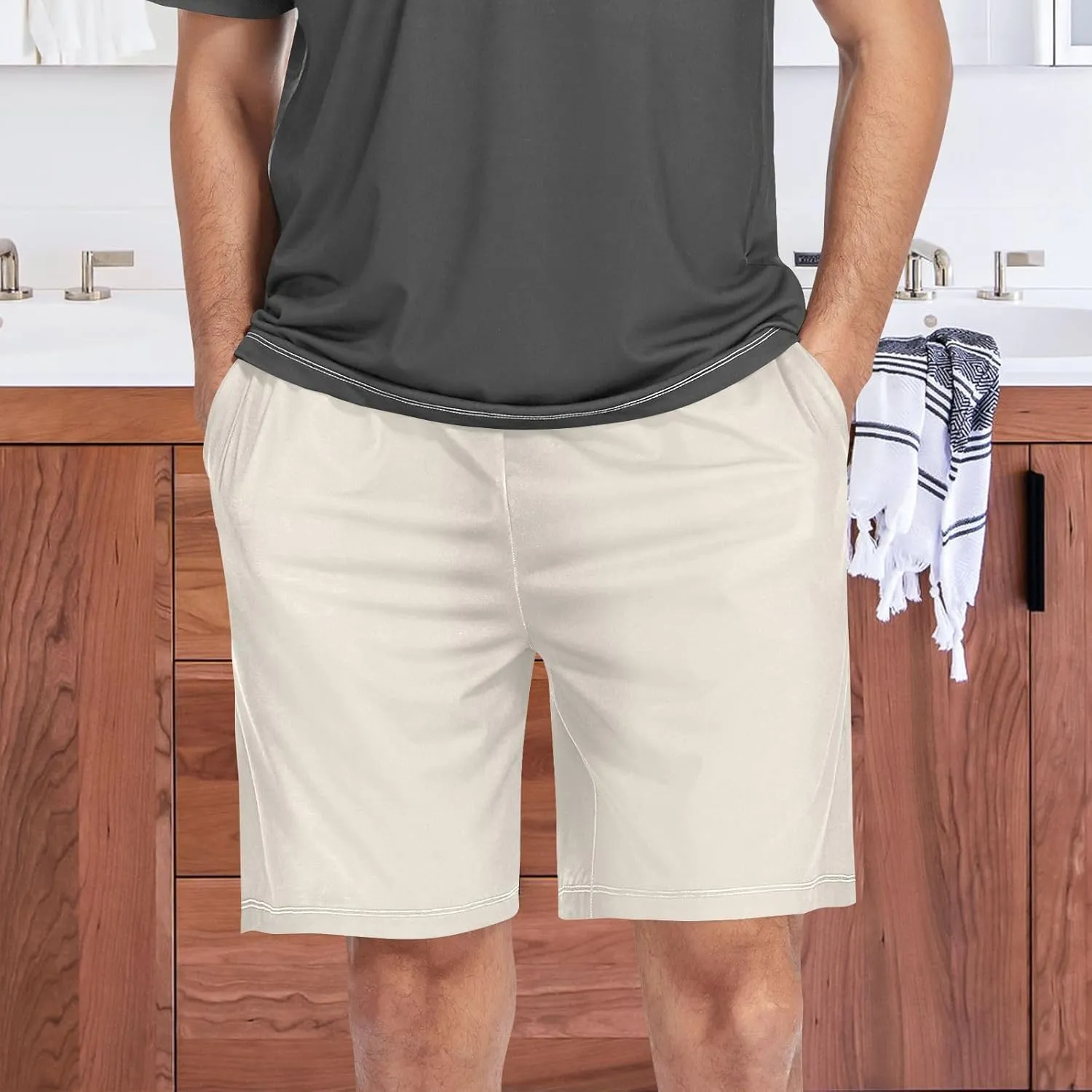 Caribbean Blue Mens Pajama Shorts PJ Sleep Shorts Lounge Shorts Sleepwear with Pockets Men, S