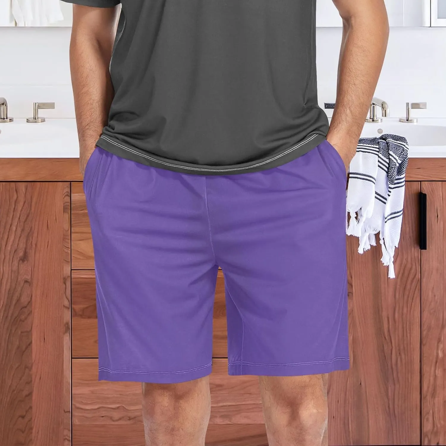 Caribbean Blue Mens Pajama Shorts PJ Sleep Shorts Lounge Shorts Sleepwear with Pockets Men, S