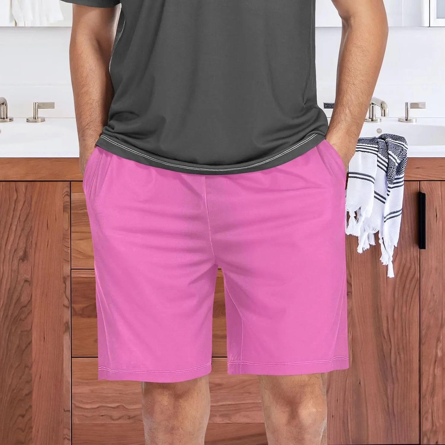 Caribbean Blue Mens Pajama Shorts PJ Sleep Shorts Lounge Shorts Sleepwear with Pockets Men, S
