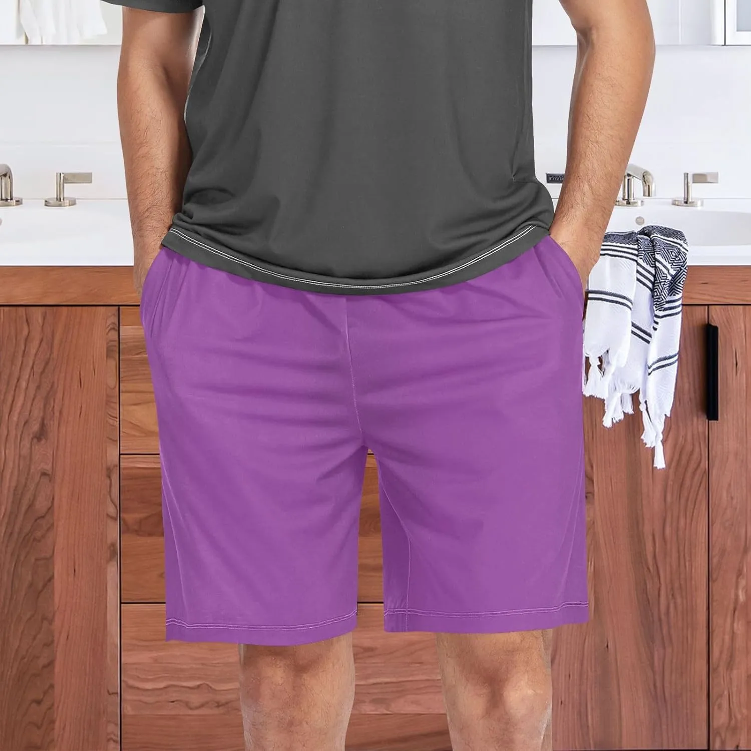 Caribbean Blue Mens Pajama Shorts PJ Sleep Shorts Lounge Shorts Sleepwear with Pockets Men, S