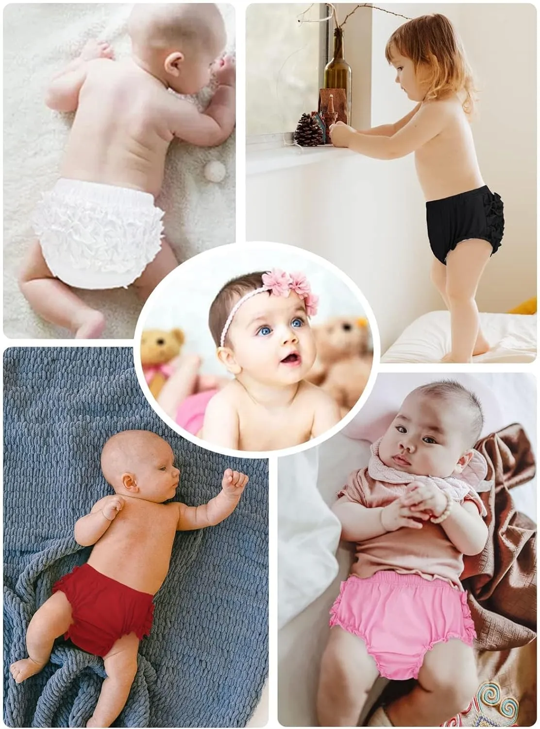Century Star Baby Bloomers Ruffle Diaper Cover for Toddler Girls Newborn Toddler Kids Panties Bloomers Girl's Cotton Shorts