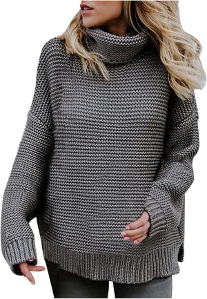 Chunky Sweaters for Women 2023 Fall Winter Oversized Sweaters Soft Warm Knitted Sweaters Slouchy Turtleneck Sweaters