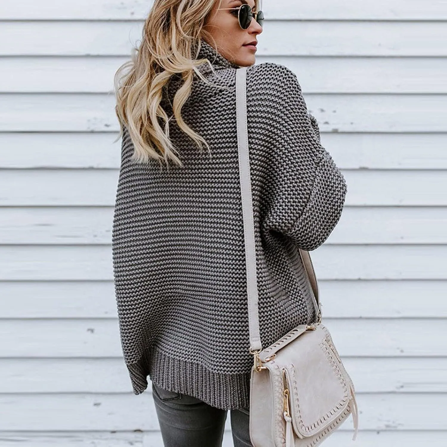 Chunky Sweaters for Women 2023 Fall Winter Oversized Sweaters Soft Warm Knitted Sweaters Slouchy Turtleneck Sweaters
