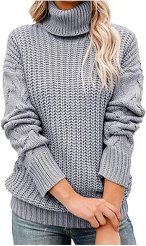 Chunky Sweaters for Women 2023 Turtleneck Pullover Sweaters Long Sleeve Fall Sweaters Casual Loose Jumper Tops