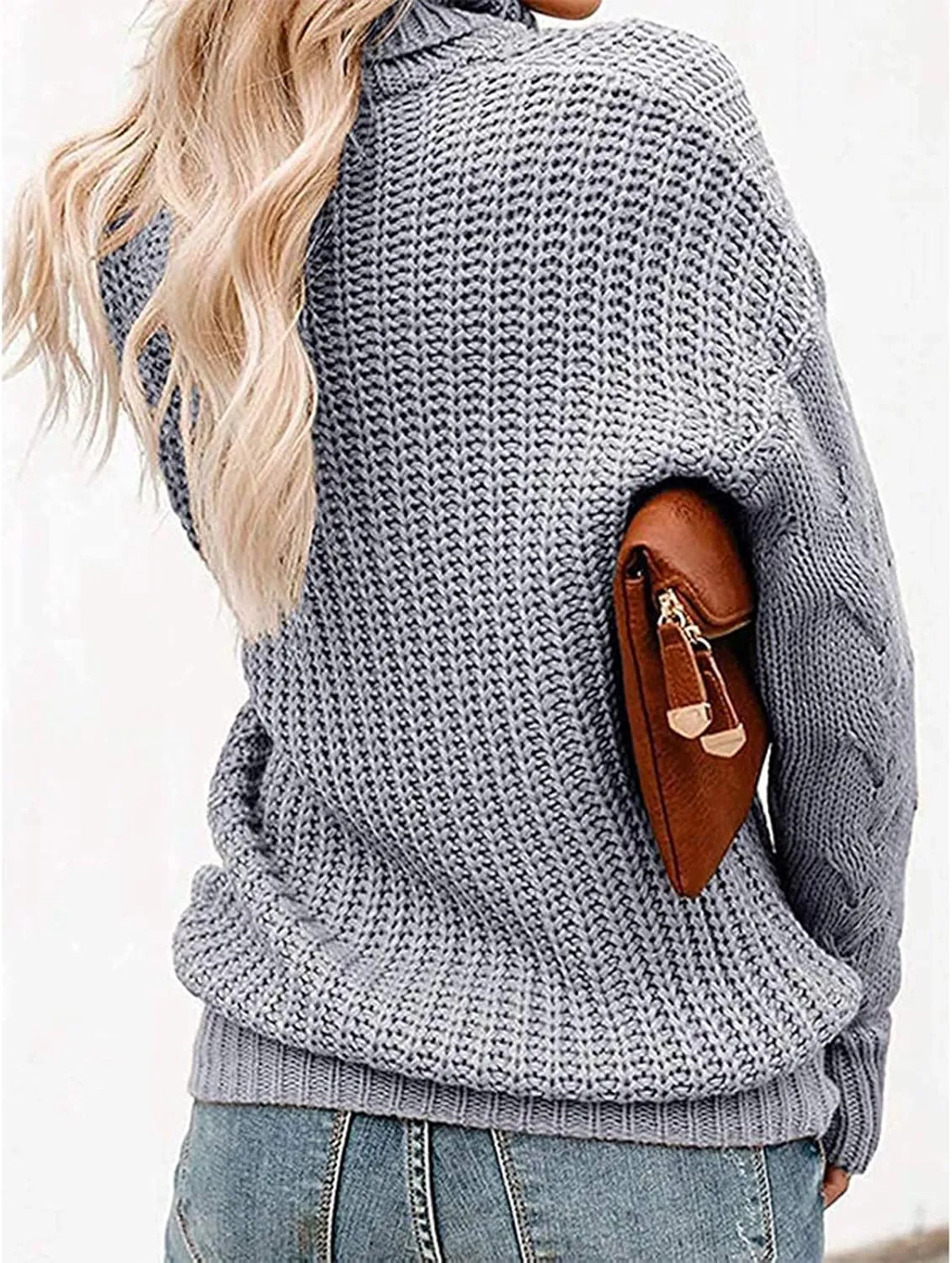 Chunky Sweaters for Women 2023 Turtleneck Pullover Sweaters Long Sleeve Fall Sweaters Casual Loose Jumper Tops