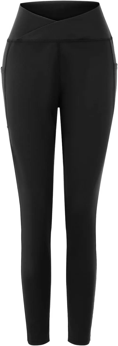 Compression Leggings for Women High Waist Tummy Control Stretchy Seamless Slim Yoga Leggings with Pockets Sportswear