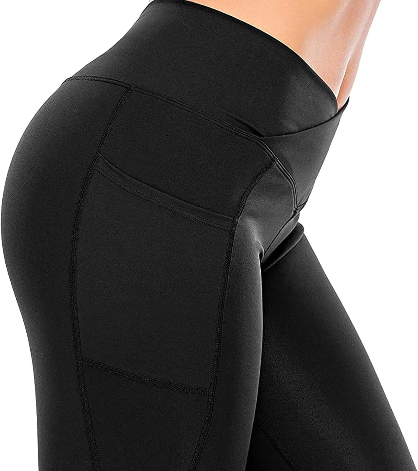 Compression Leggings for Women High Waist Tummy Control Stretchy Seamless Slim Yoga Leggings with Pockets Sportswear