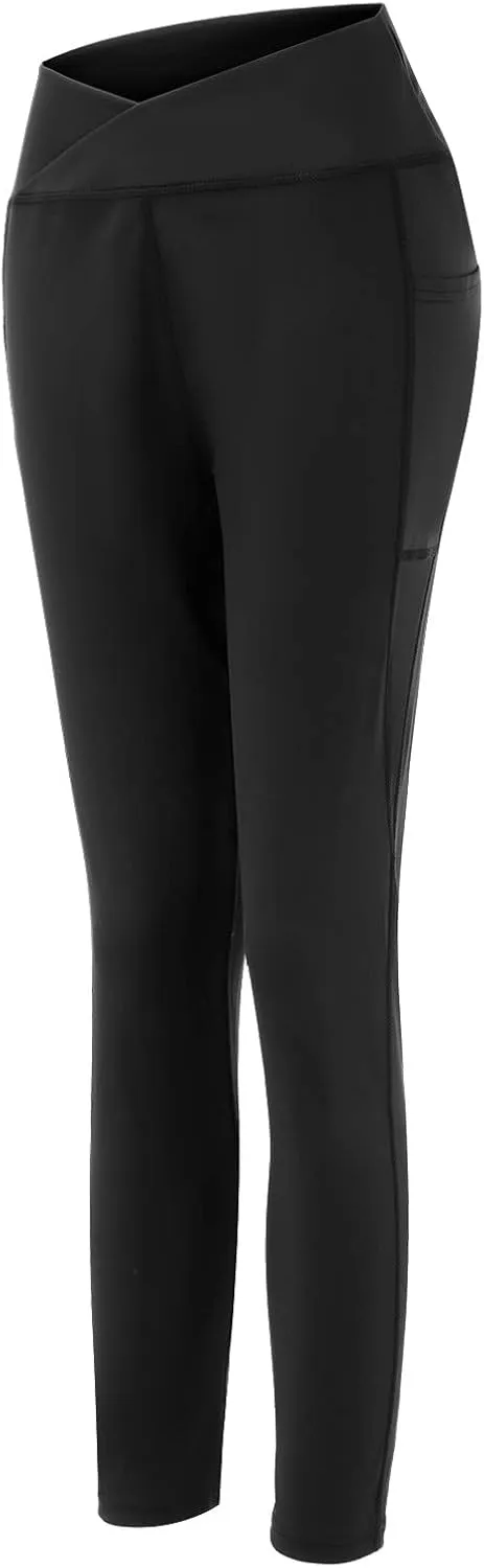 Compression Leggings for Women High Waist Tummy Control Stretchy Seamless Slim Yoga Leggings with Pockets Sportswear