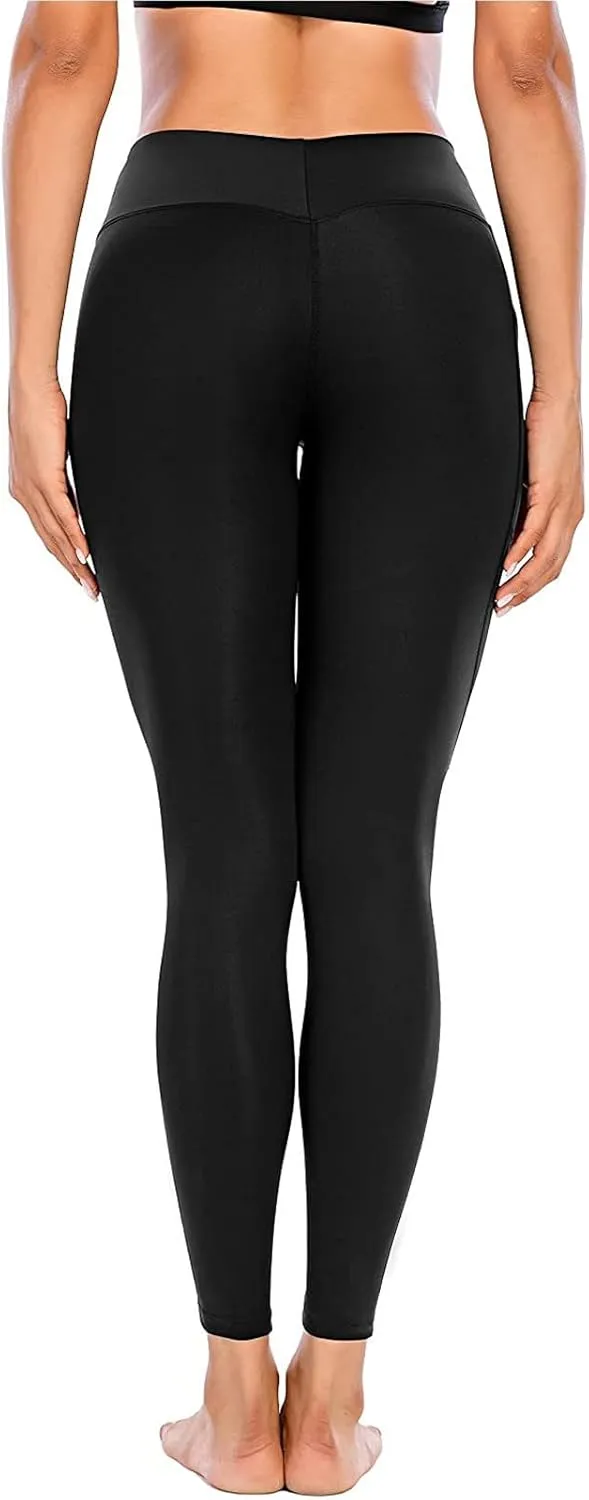 Compression Leggings for Women High Waist Tummy Control Stretchy Seamless Slim Yoga Leggings with Pockets Sportswear
