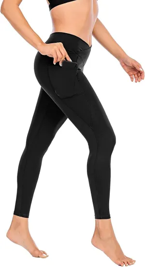 Compression Leggings for Women High Waist Tummy Control Stretchy Seamless Slim Yoga Leggings with Pockets Sportswear