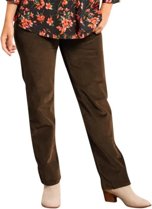 Corduroy Pants for Women High Waisted Straight Leg Pants Solid Color Casual Winter Pants Trousers with Pockets