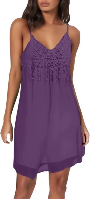 Cruise Dresses for Women 2025 Boho Plus Size Lace Spaghetti Straps Mini Tube Dress Lounge Vacation Summer Sundresses