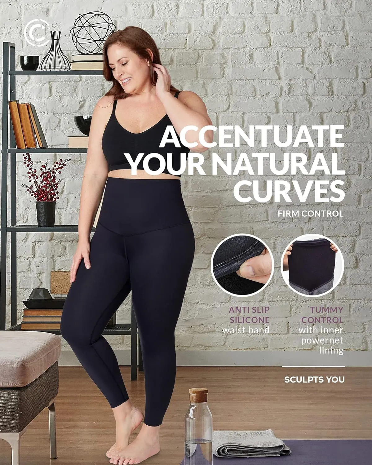 CURVEEZ High Waist Tummy Control Compression Leggings, Slimming Shapewear for Women Butt Lifter