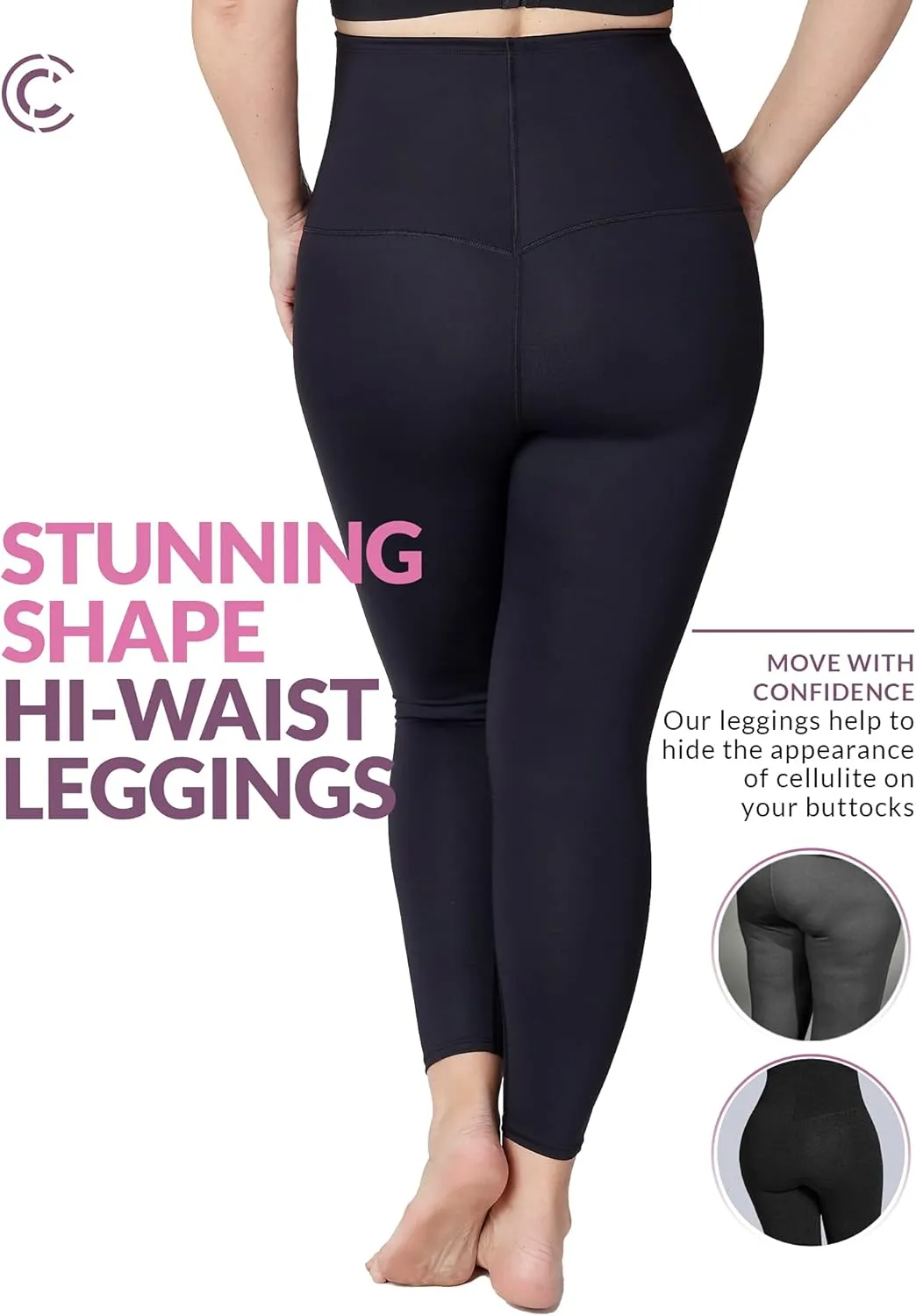 CURVEEZ High Waist Tummy Control Compression Leggings, Slimming Shapewear for Women Butt Lifter