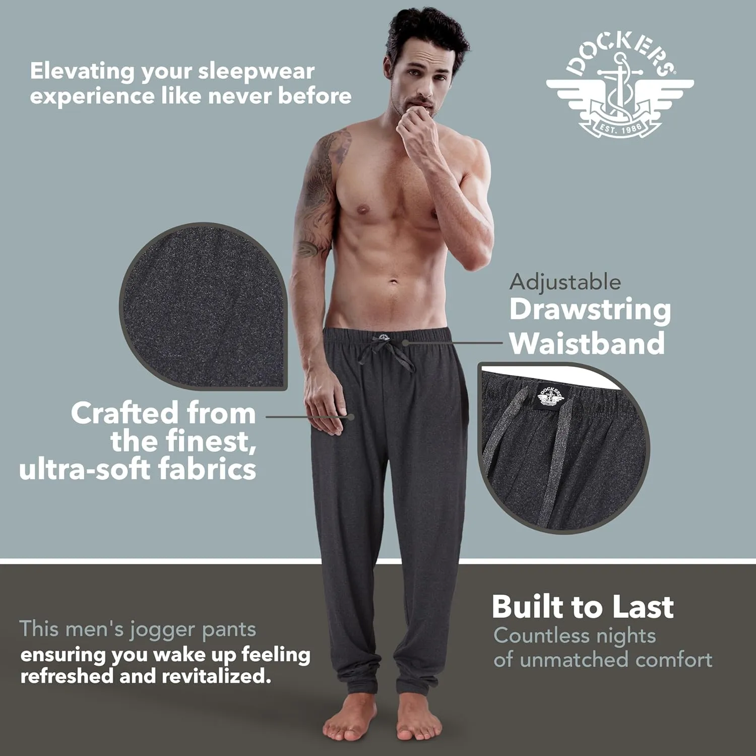 DOCKERS Mens Pajama Pants, Lightweight Lounge Casual Sleep Pants for Men