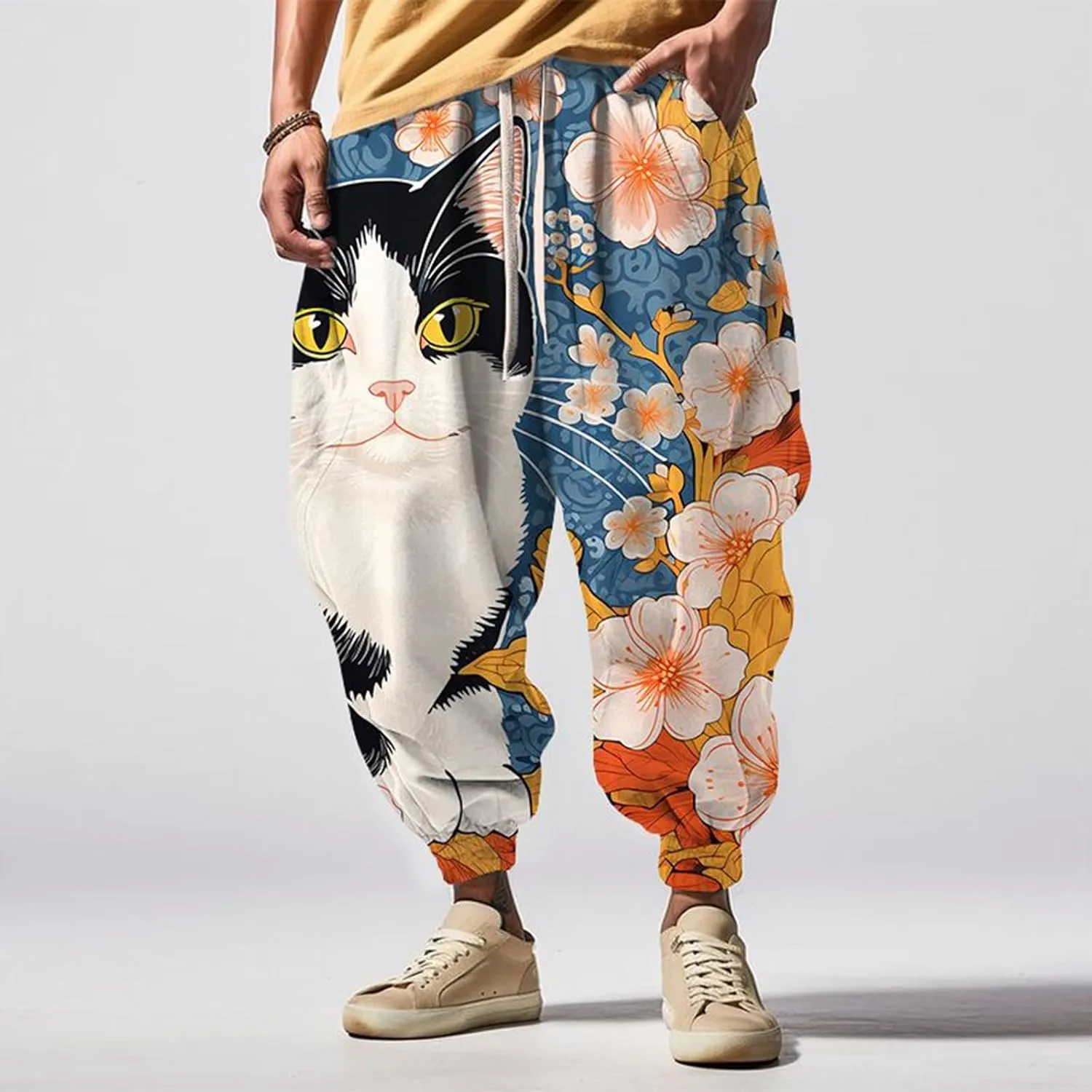 Drawstring Elastic Waist Baggy Sweatpants Trousers Sweatpants Men Hippie Harem Pants Boho Pants