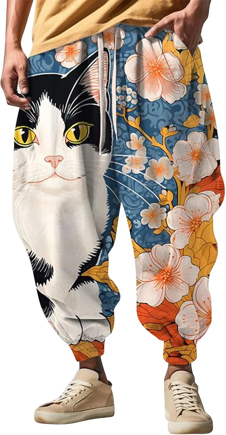 Drawstring Elastic Waist Baggy Sweatpants Trousers Sweatpants Men Hippie Harem Pants Boho Pants