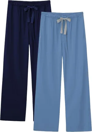 EA'S SECRET Men's 100% Cotton Pajama Bottoms Stretch Waist Soft Drawstring Sleep Lounge Pj Pants with Pockets